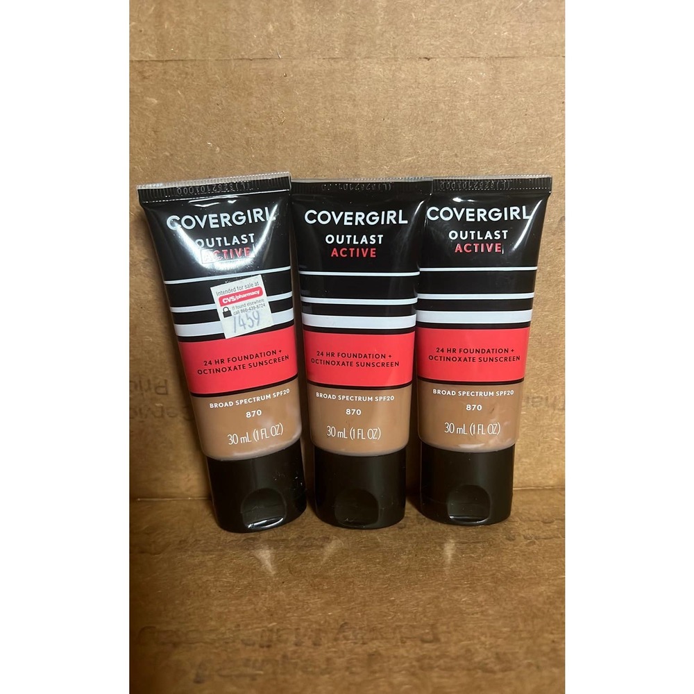 3 Covergirl Outlast Active 24 Hour Foundation 870 Toasted Almond Exp 8/20